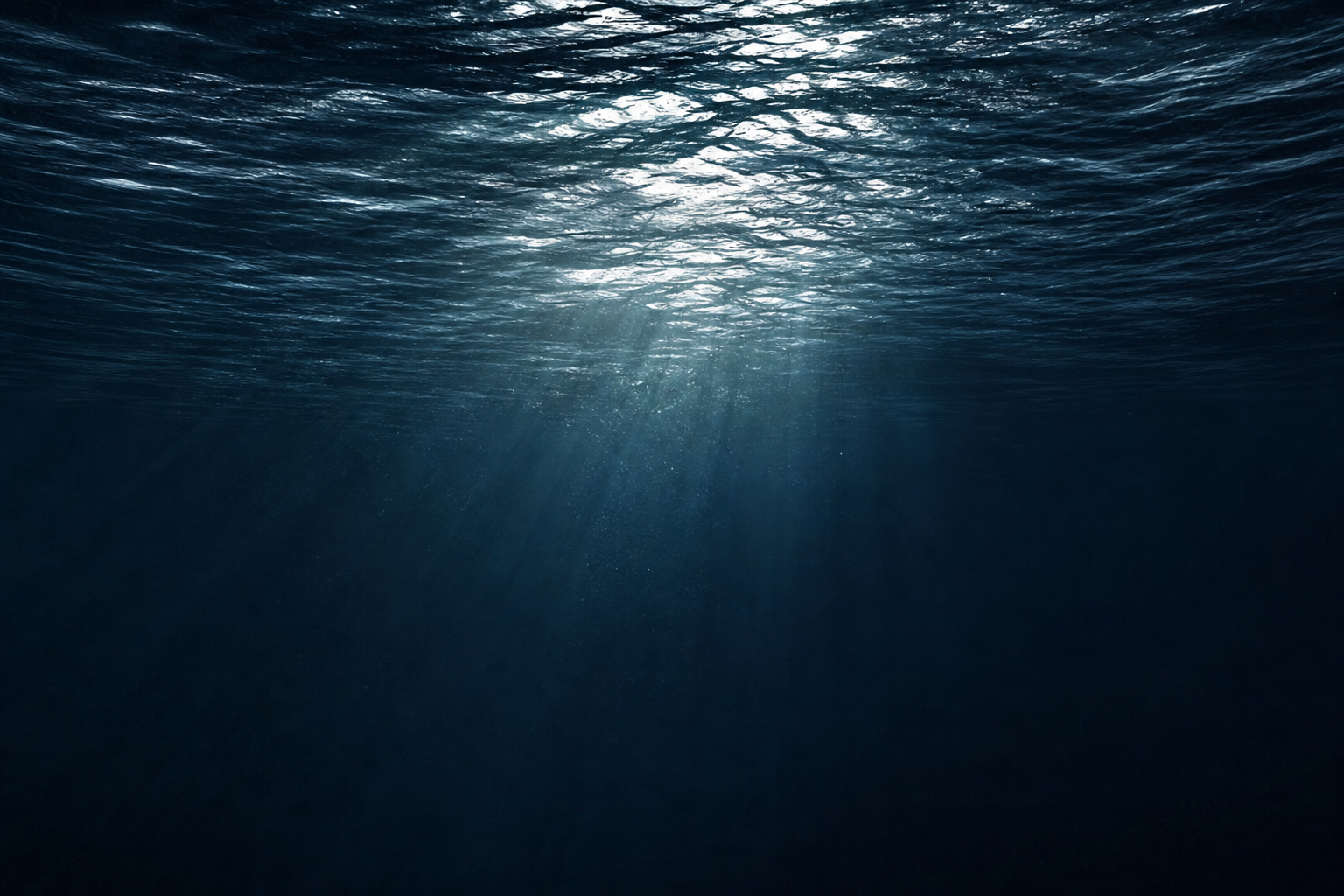 The ocean surface at night, seen from just below the waterline